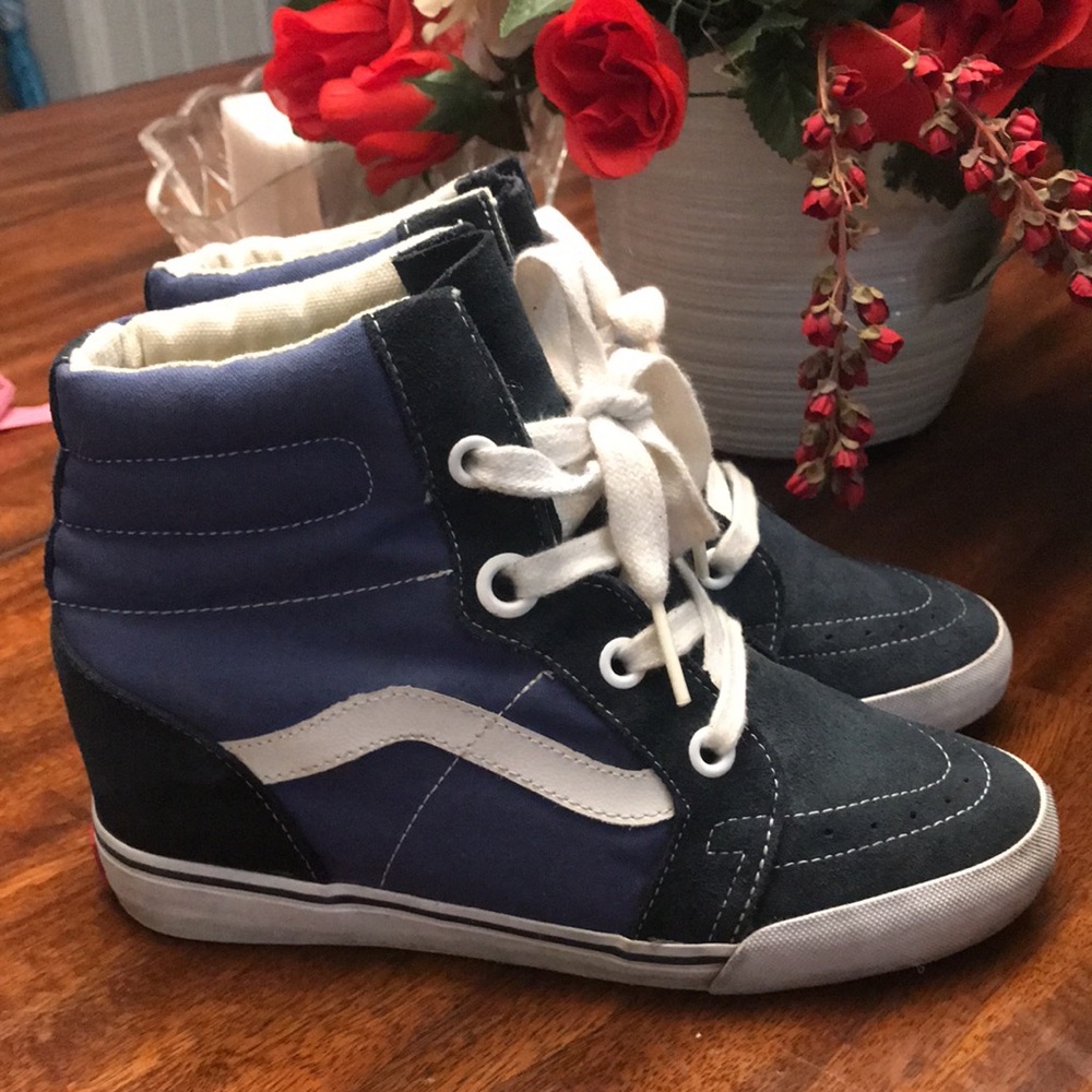 Vans blue hidden wedge high top sneakers